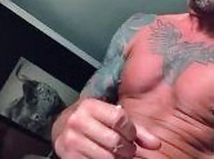 énorme, amateur, gay, point-de-vue, ejaculation, fétiche, solo, musclé, tatouage