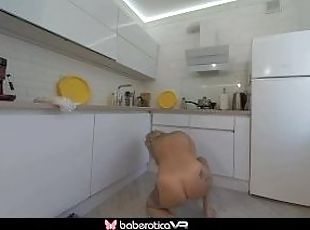 gros-nichons, masturbation, chatte-pussy, jouet, cuisine, blonde, seins, solo, érotique, réalité