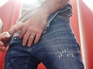 Masturbation in public toilet in Dsquared2 jeans