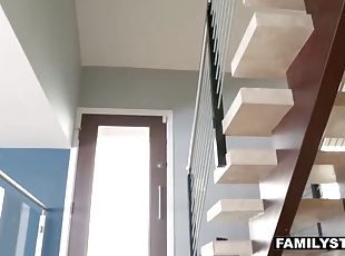 Redhead army-wife fucks her stepson