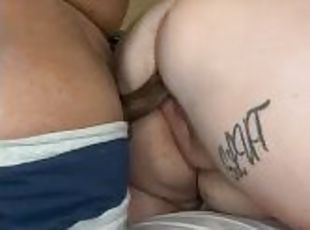 orgasme, amateur, énorme-bite, interracial, tatouage, bite, dure