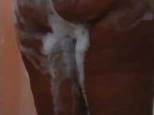 baignade, amateur, mature, ébène, milf, black, belle-femme-ronde, douche, solo