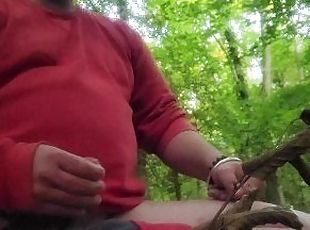 masturbation, amateur, solo, forêt, bite