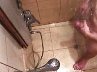 bañando, masturbación, amateur, chorro-de-corrida, casero, paja, ducha, a-solas