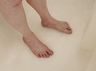 baignade, femme, amateur, milf, pieds, fétiche, douche, solo