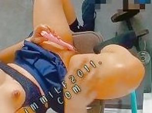 asiático, masturbación, orgasmo, público, coño-pussy, squirting, amateur, juguete, corrida-interna, con-los-dedos